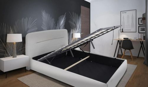 Tapicerowane łóżko podwójne - szary welur Marcos Jasno-szary 140cm